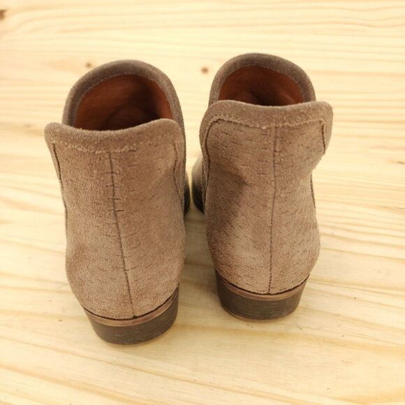 Lucky Brand Women's Ankle Boots Sz 6 Brown Suede Slip On Western Boho Booties - Picture 4 of 9
